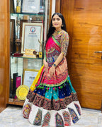 Muslin Cotton Printed Navratri Lehenga Choli full drape view