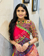 Muslin Cotton Printed Navratri Lehenga Choli full drape view
