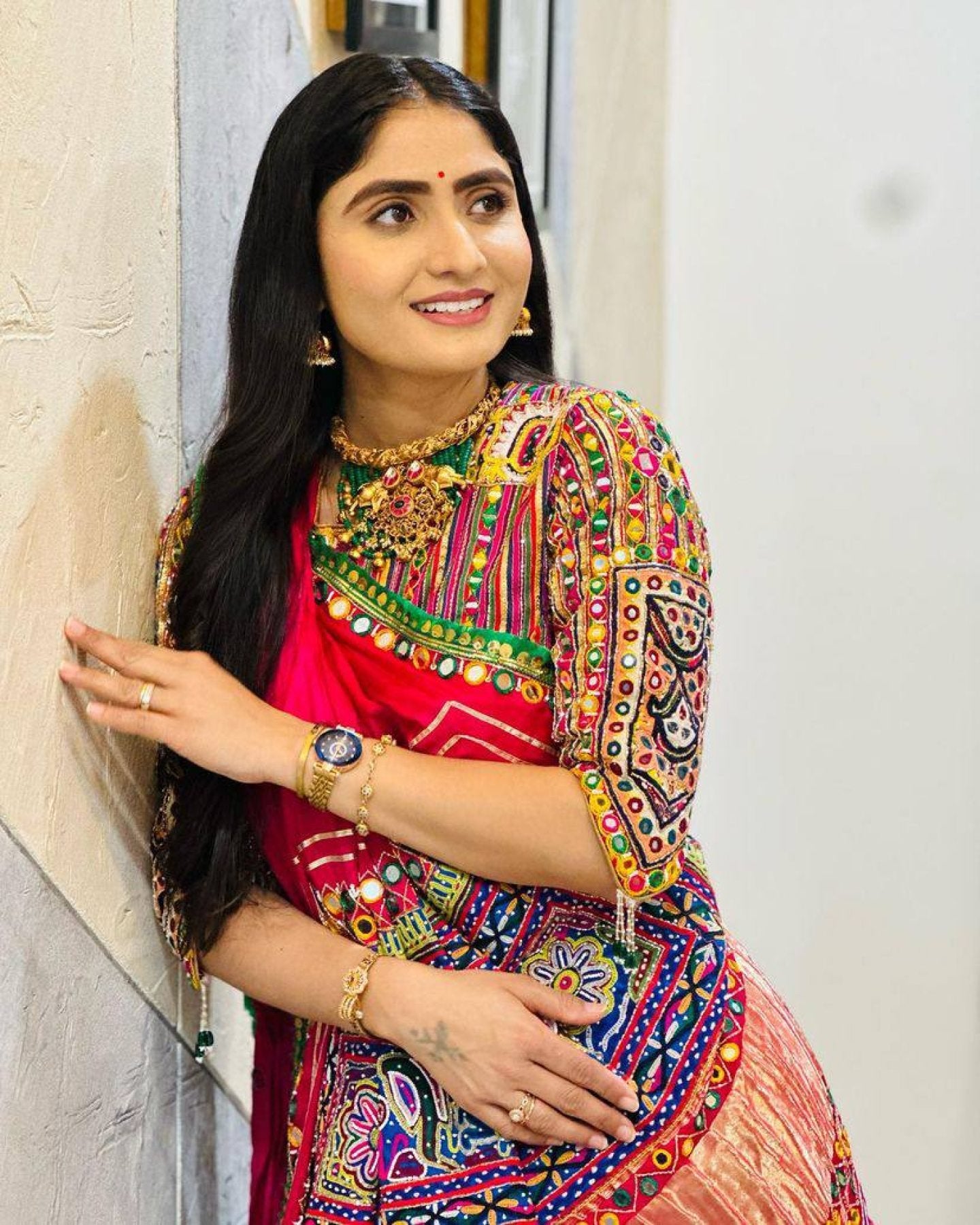 Muslin Cotton Printed Navratri Lehenga Choli back view