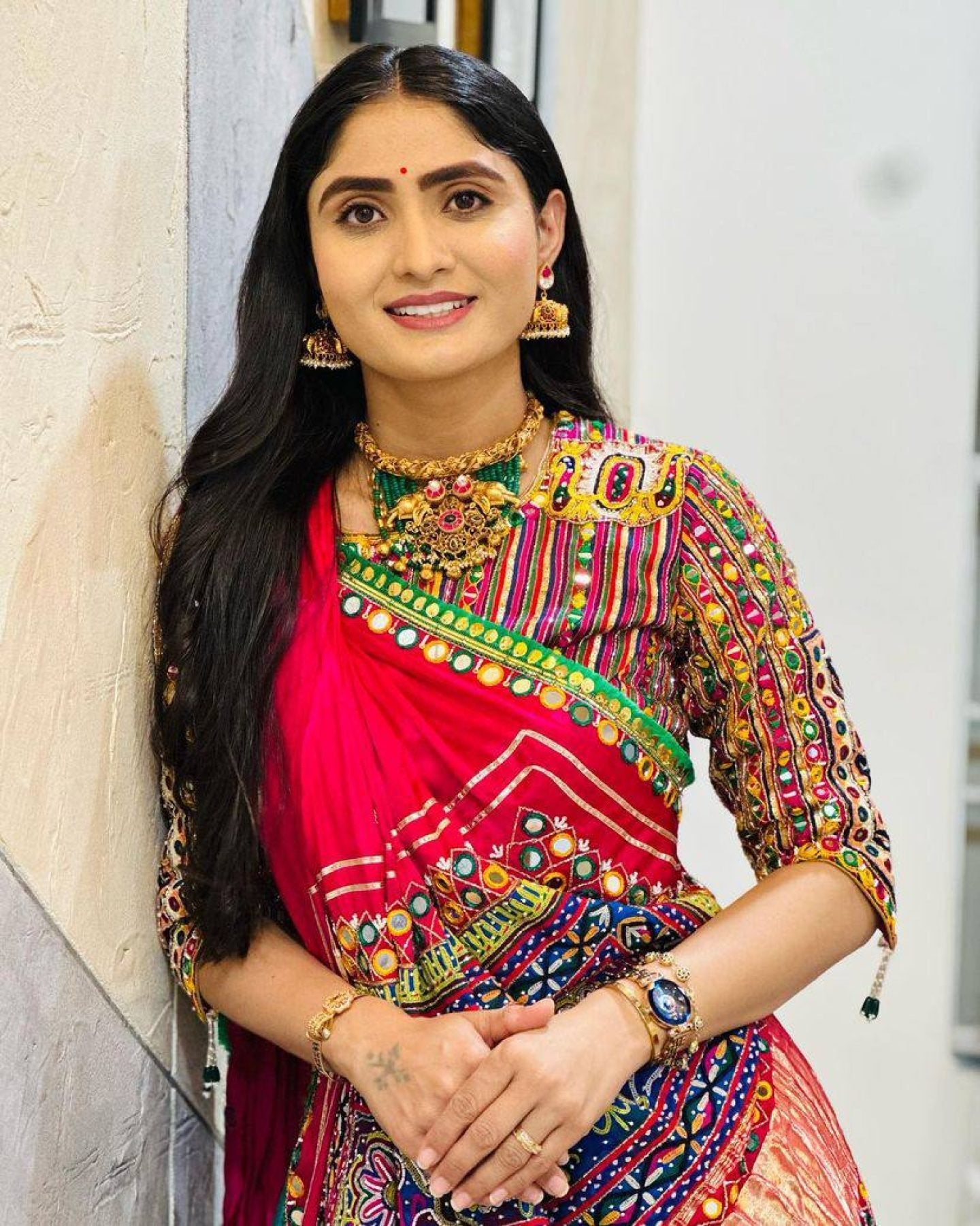 Muslin Cotton Printed Navratri Lehenga Choli styling view
