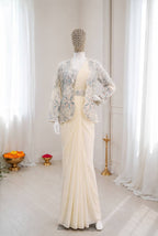 Cream Crepe Saree - embroidery work detail