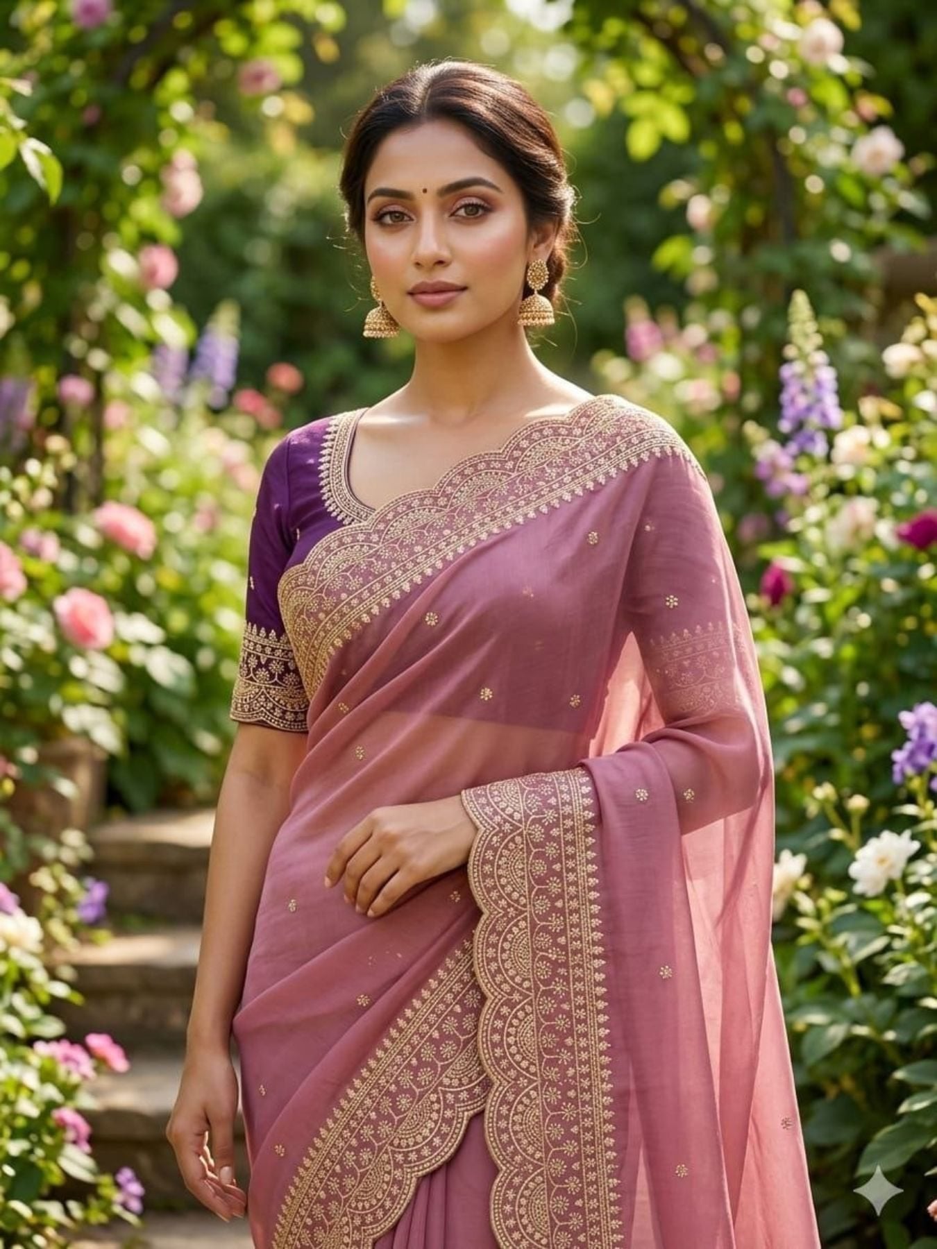 Rose Saree for women - full front view | Snyvia