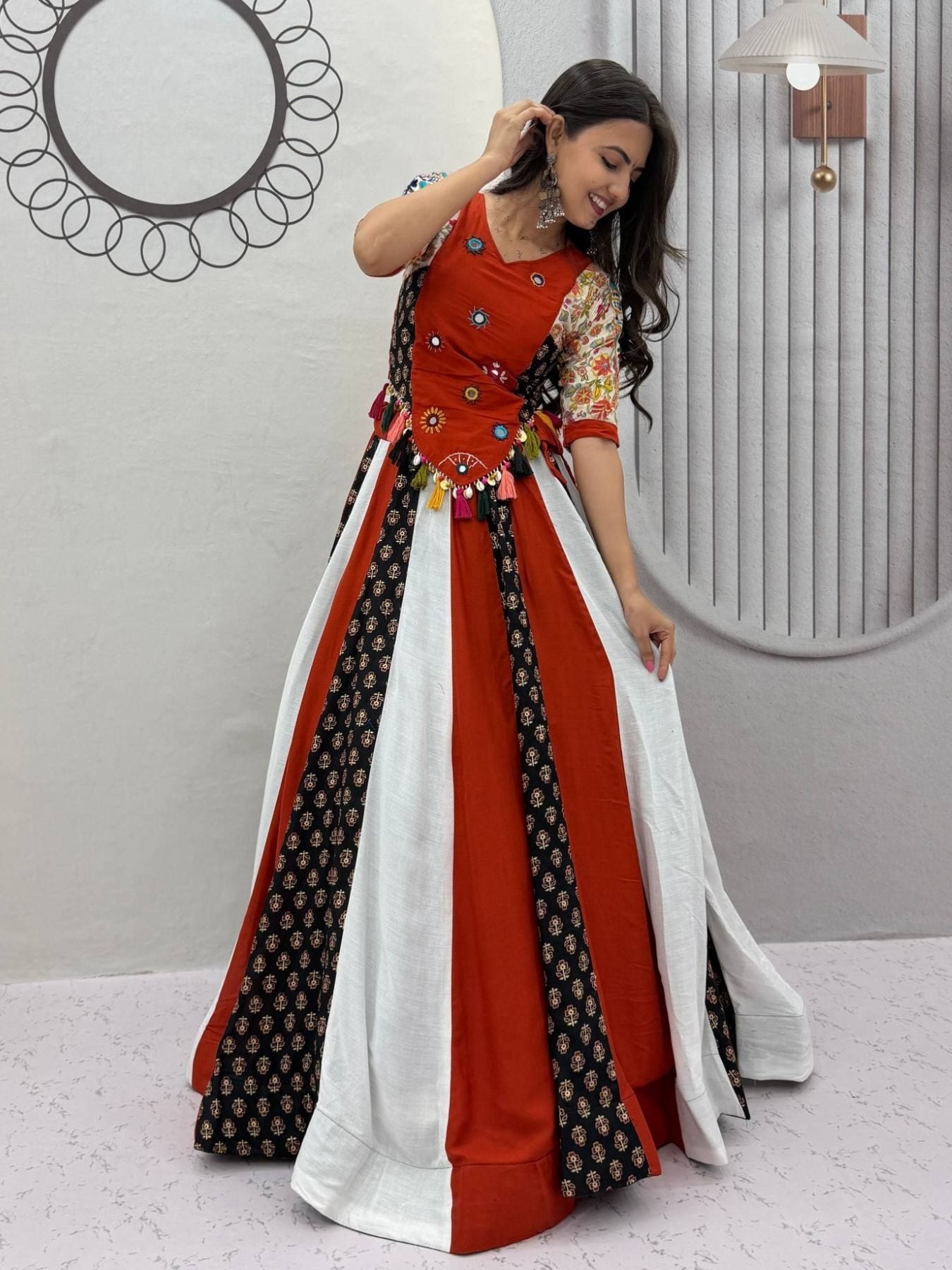 Navratri Pure Cotton Kediyu Lehenga Set with Real Hand Work for women | Snyvia