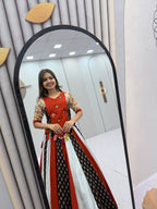 Navratri Pure Cotton Kediyu Lehenga Set with Real Hand Work front view