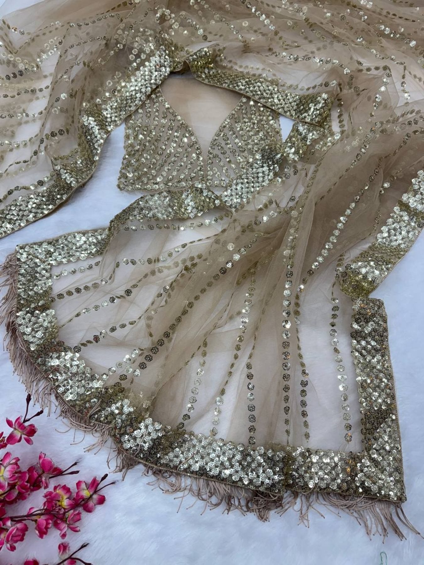 Net Saree - embroidery work detail