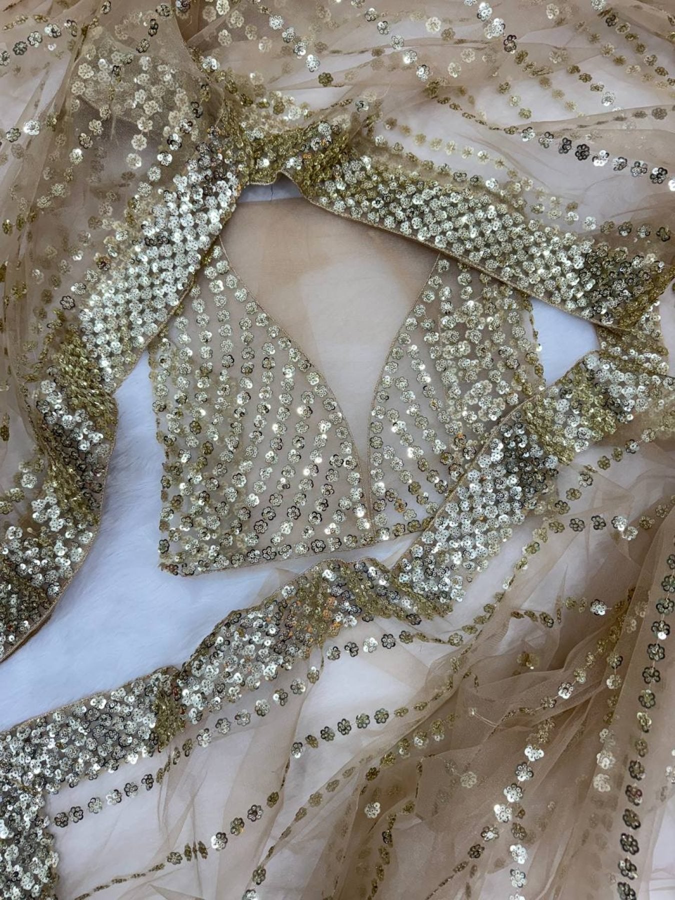 Net Saree - pallu design detail
