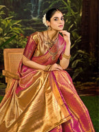 Gold Kanjivaram Saree for women - full front view | Snyvia