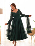 Bottle Green Fox Georgette Lucknowi Work Anarkali Gown with for Special for women | Snyvia