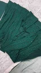 Bottle Green Fox Georgette Lucknowi Work Anarkali Gown with for Special styling view