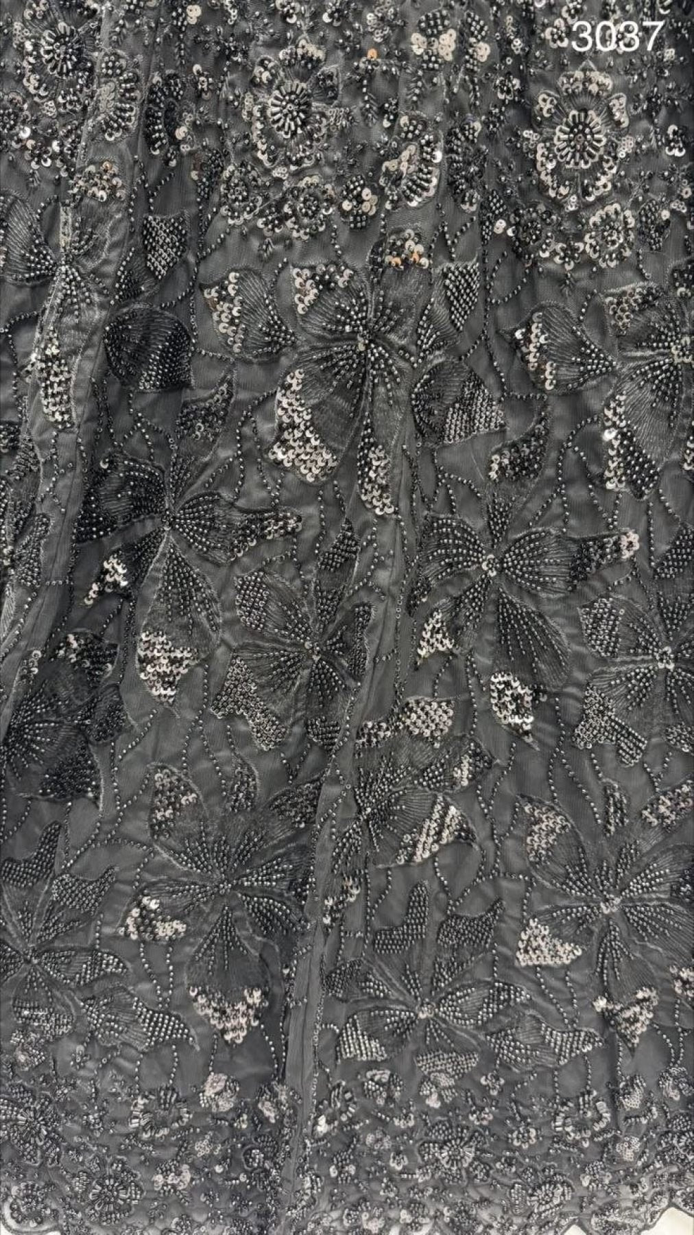 Black Lehenga Choli Set with Monochrome Sequins for Wedding Wear blouse and dupatta detail