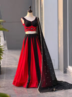 Black Cotton Lehenga Choli with Real Mirror Work Blouse For Navarati Collec detailed view