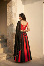 Black Cotton Lehenga Choli with Real Mirror Work Blouse For Navarati Collec styling view