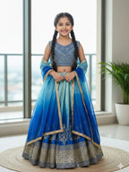 Blue Chinon Silk Lehenga Choli with Sequins Work for Party Wear for women | Snyvia