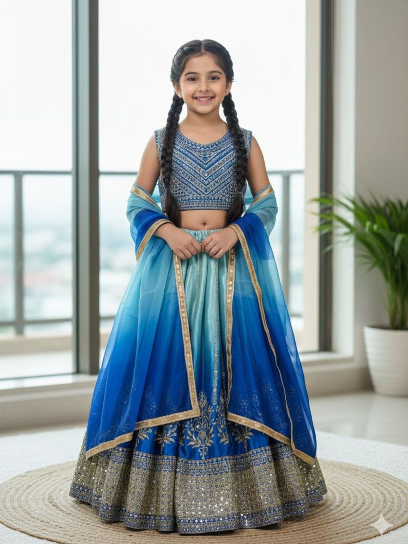 Blue Chinon Silk Lehenga Choli with Sequins Work for Party Wear for women | Snyvia