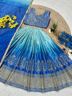 Chinon Silk Lehenga Choli with Sequins Work for Party Wear blouse and dupatta detail
