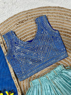 Chinon Silk Lehenga Choli with Sequins Work for Party Wear embroidery close-up
