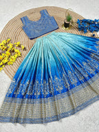 Chinon Silk Lehenga Choli with Sequins Work for Party Wear fabric texture detail