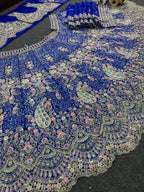 Butterfly Net Coding Sequins Lehenga embroidery close-up