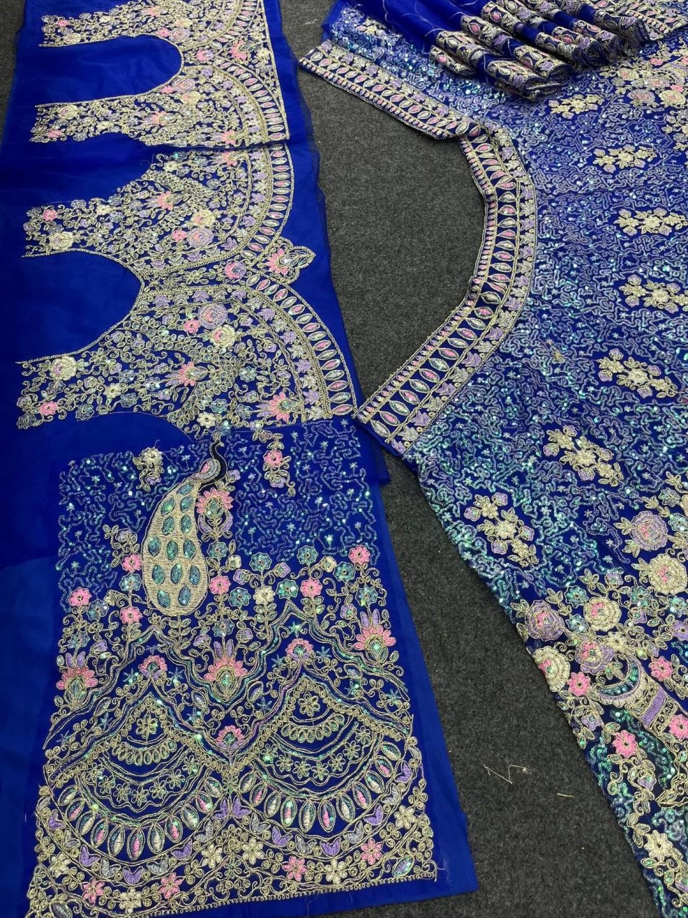 Butterfly Net Coding Sequins Lehenga fabric texture detail