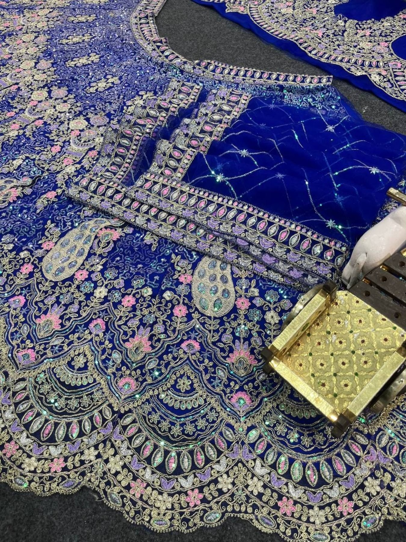 Butterfly Net Coding Sequins Lehenga colour variant view