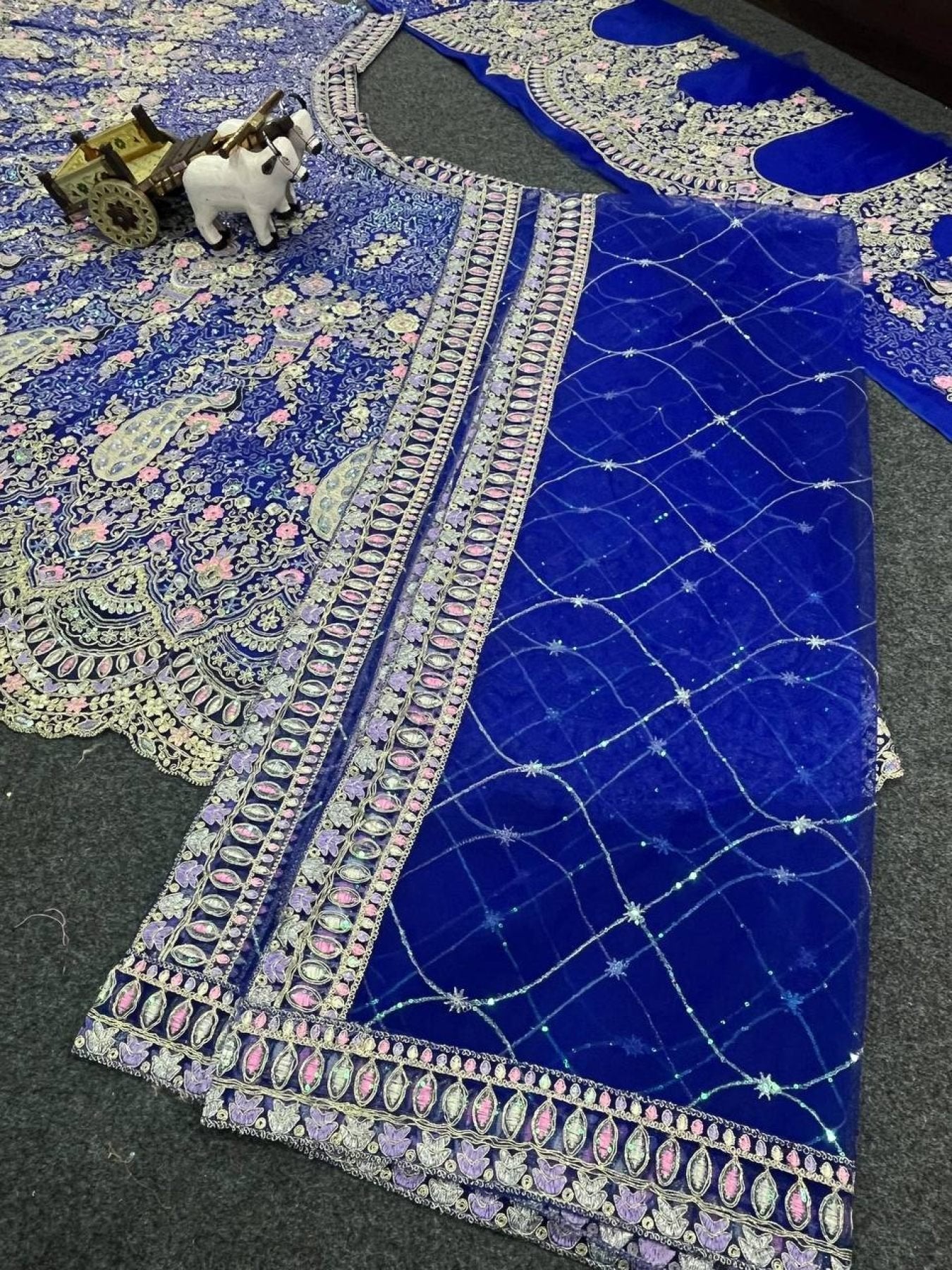 Butterfly Net Coding Sequins Lehenga front view