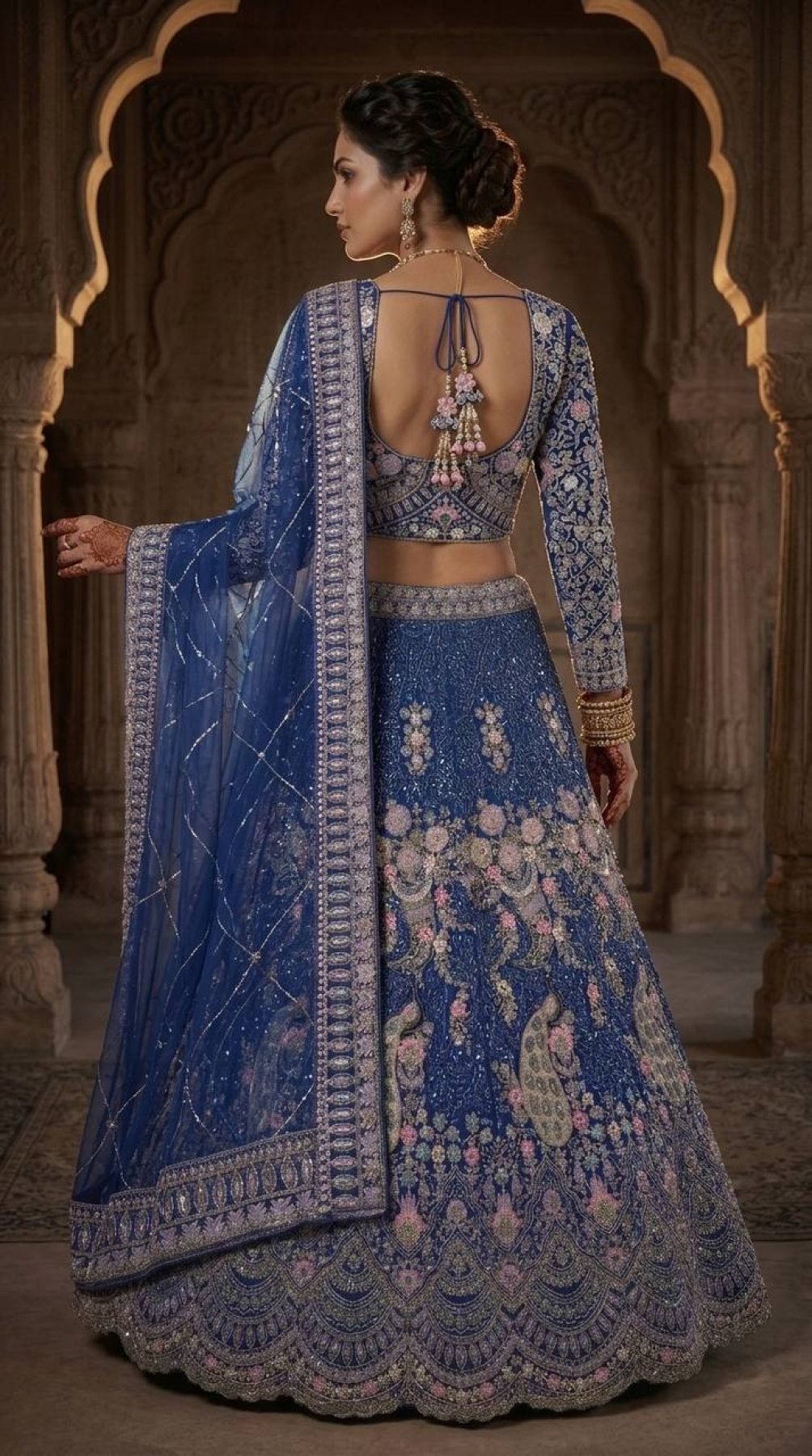 Butterfly Net Coding Sequins Lehenga front view