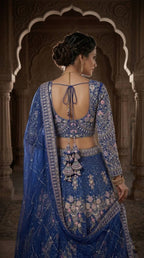 Butterfly Net Coding Sequins Lehenga blouse and dupatta detail