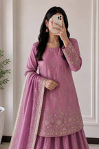 Embroidered Fandy Silk Outfit for Festive Wear Lehenga embroidery close-up