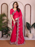 Red Chiffon Saree - drape and pallu detail