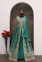 Anarkali Eid Special Lehenga Suit in Heavy Real Chinon with Sequence Embroi blouse and dupatta detail