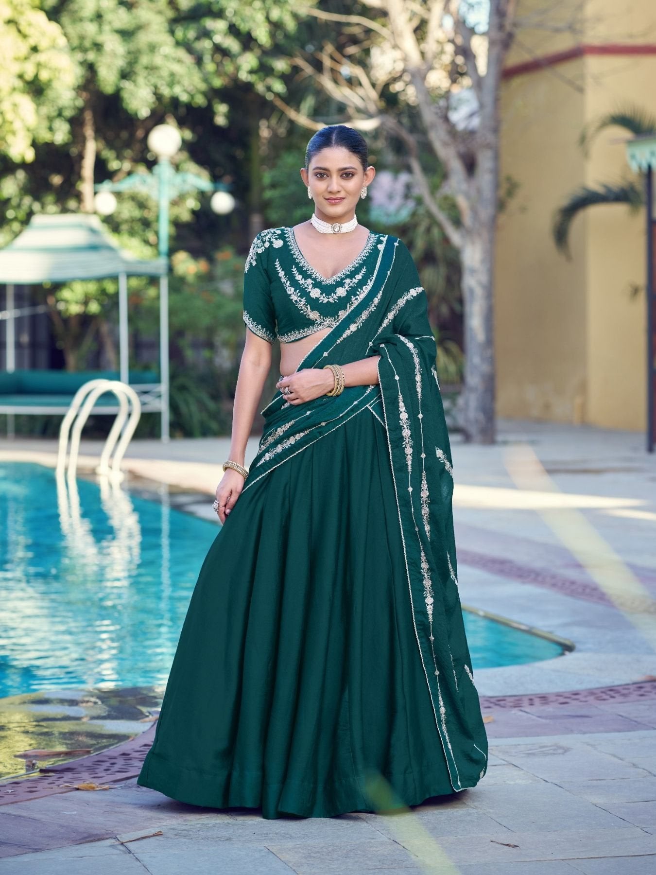 Rangoli Crush Lehenga Choli with Sequins Belt and Dupatta back view