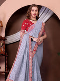Grey Saree for women - full front view | Snyvia