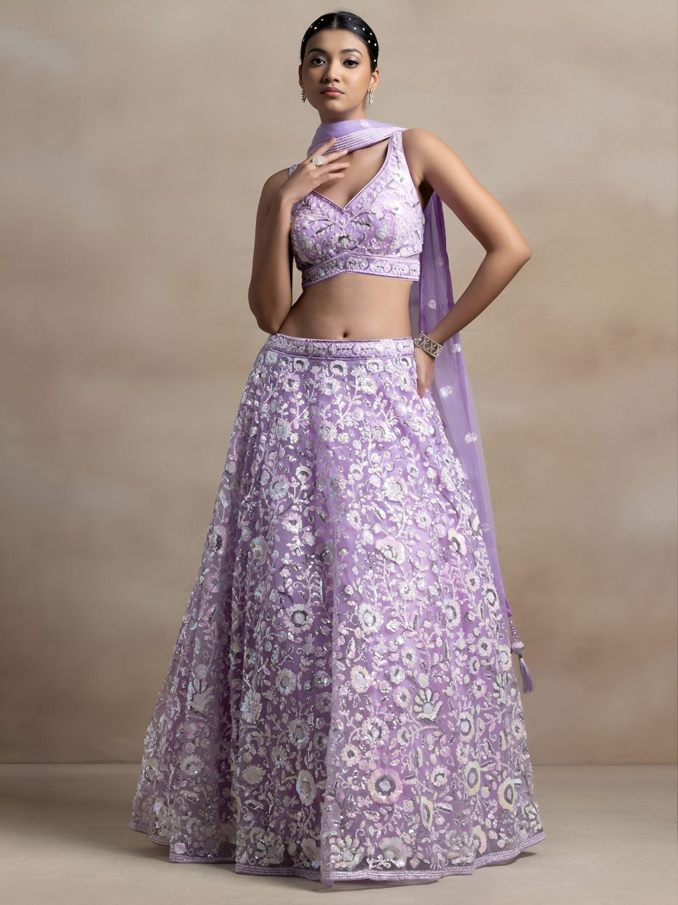 Soft Net Bridal Lehenga front view