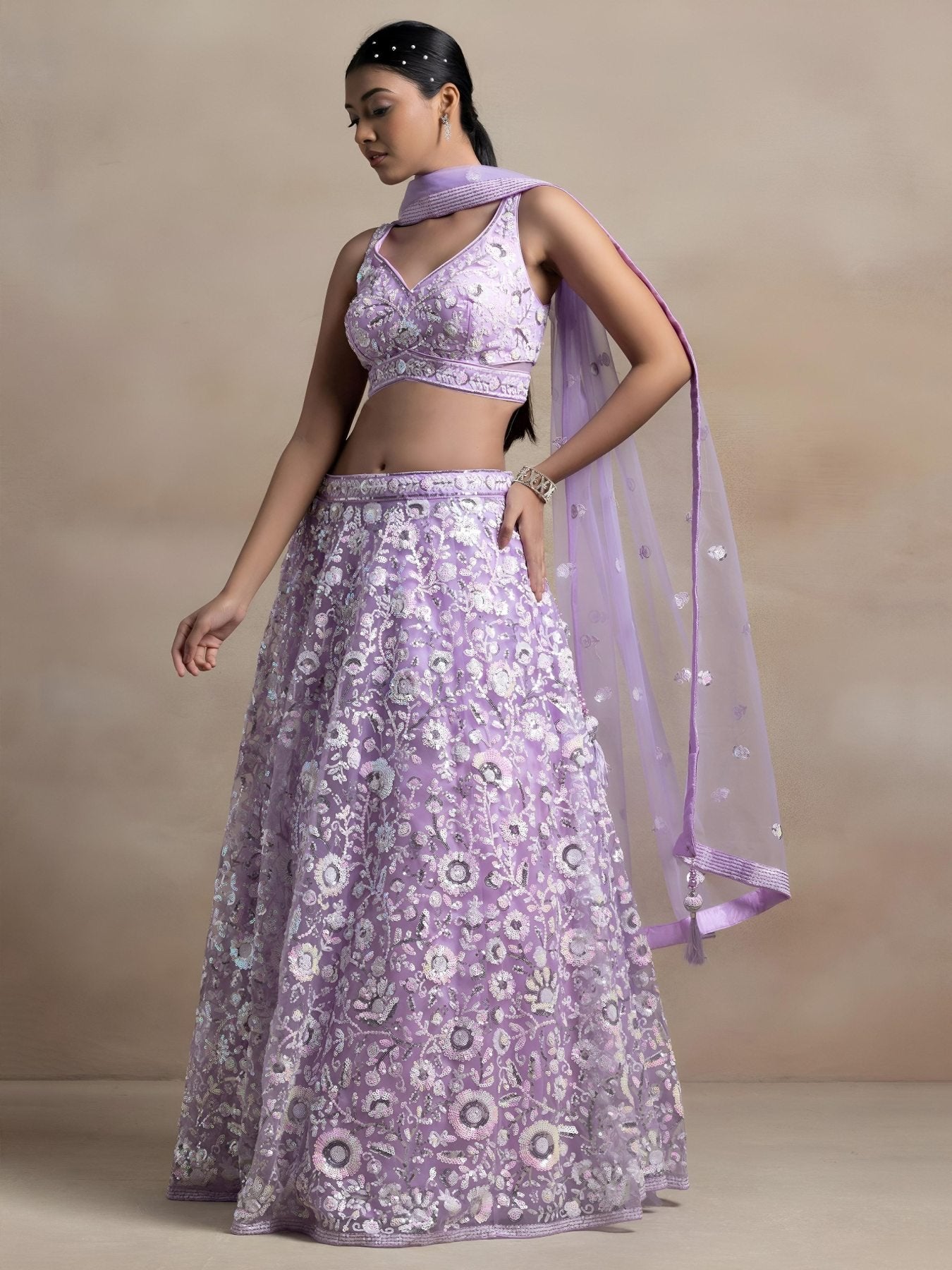 Soft Net Bridal Lehenga full drape view