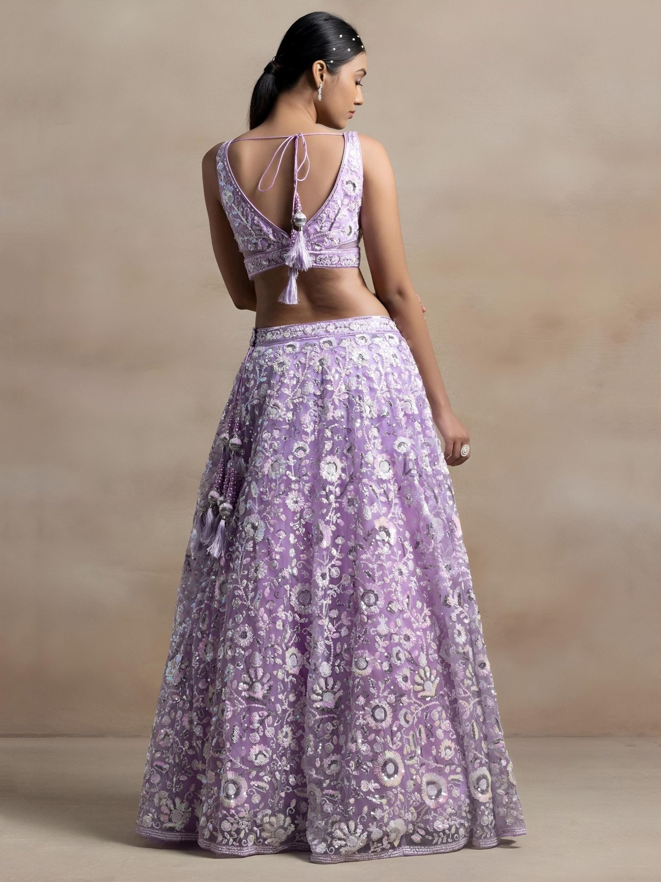 Soft Net Bridal Lehenga embroidery close-up