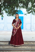 Remarkable Wedding Wear Lehenga Set with Embroidered Blouse and Dupatta detailed view