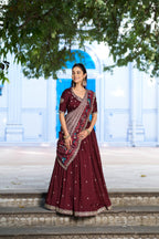 Remarkable Wedding Wear Lehenga Set with Embroidered Blouse and Dupatta embroidery close-up