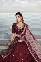 Remarkable Wedding Wear Lehenga Set with Embroidered Blouse and Dupatta fabric texture detail