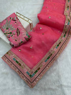 Organza Saree - pallu design detail