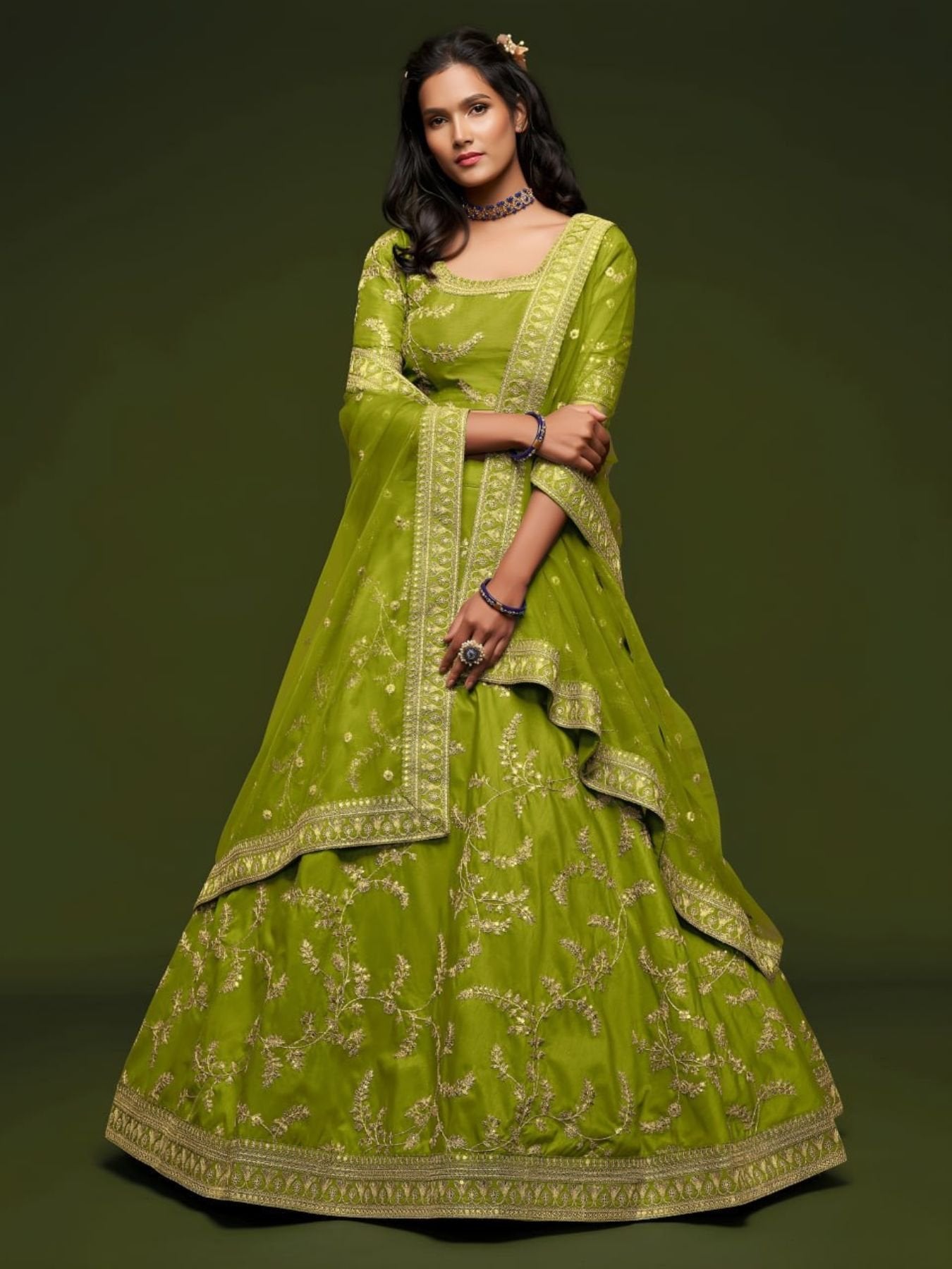 Art Silk Lehenga Choli Set with Heavy Zari and Sequins Work colour variant view