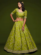 Art Silk Lehenga Choli Set with Heavy Zari and Sequins Work full drape view
