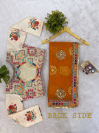 Orange Silk Saree - Embroidery back view