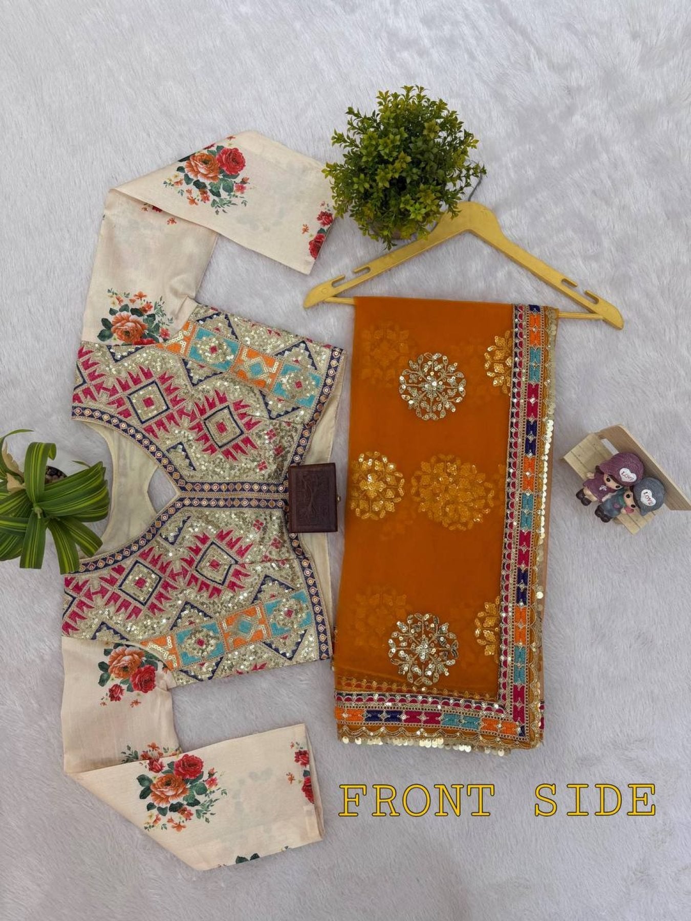 Orange Silk Saree - styling and accessories view