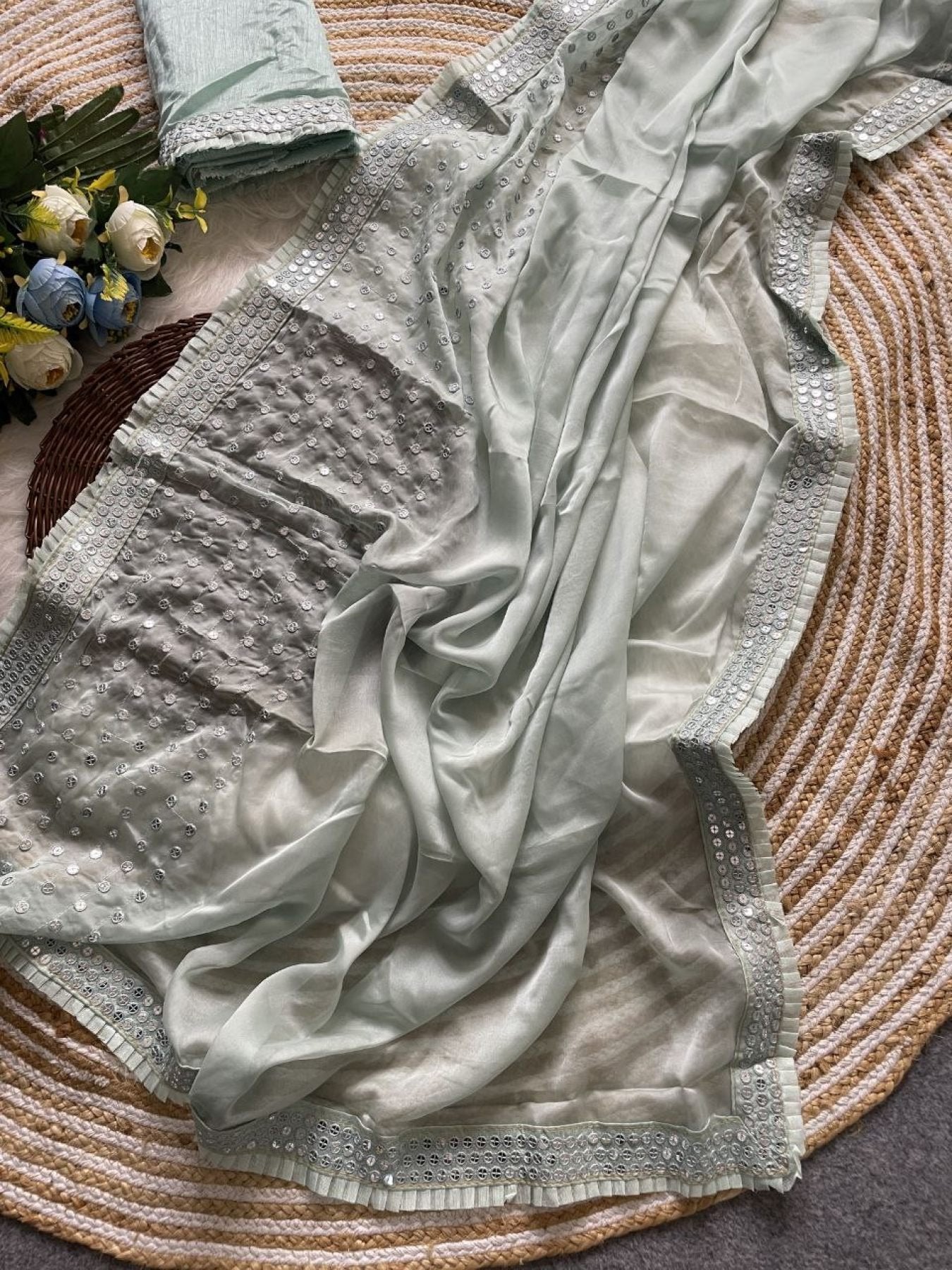 Organza Saree - drape and pallu detail