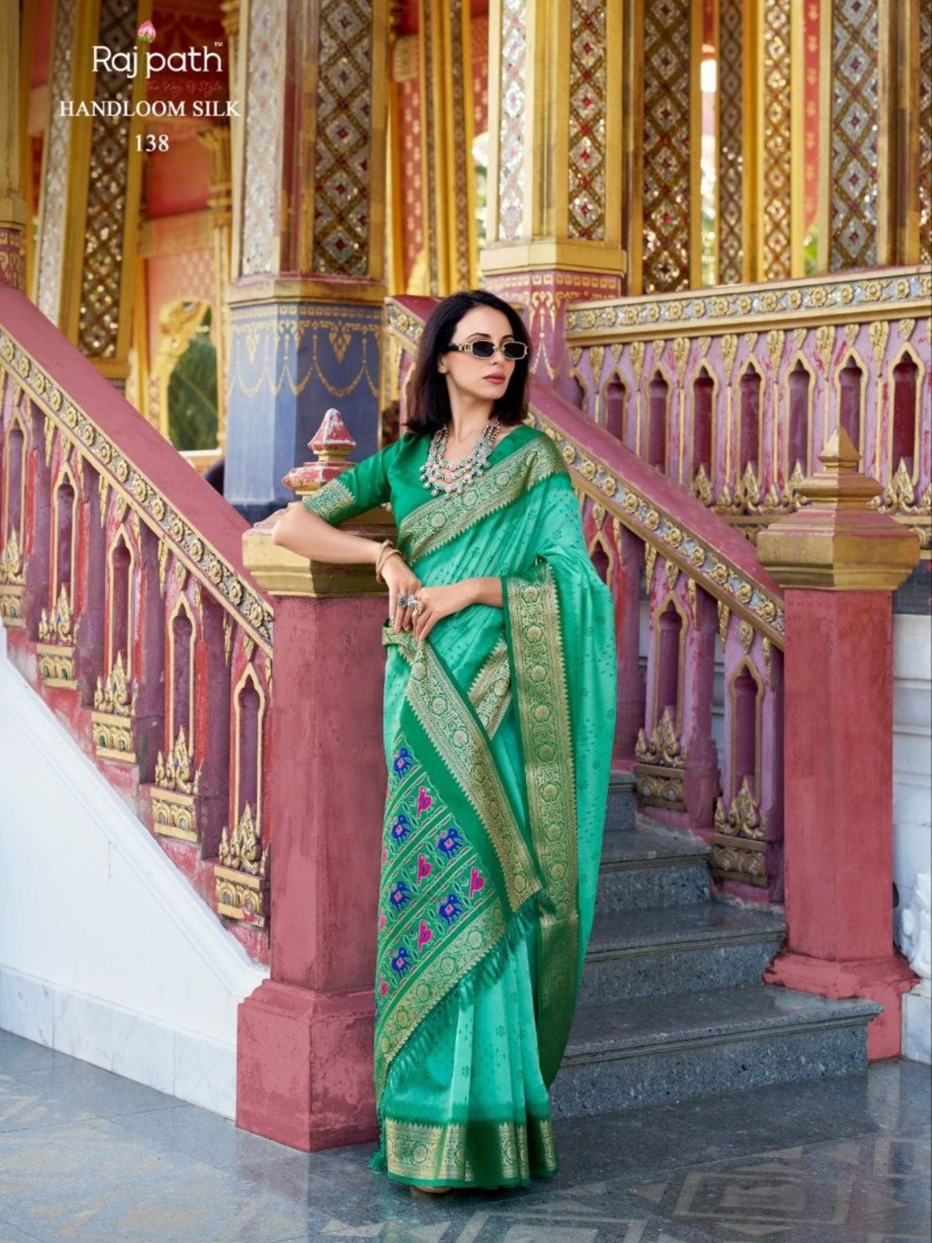 Green Patola Saree for women - full front view | Snyvia