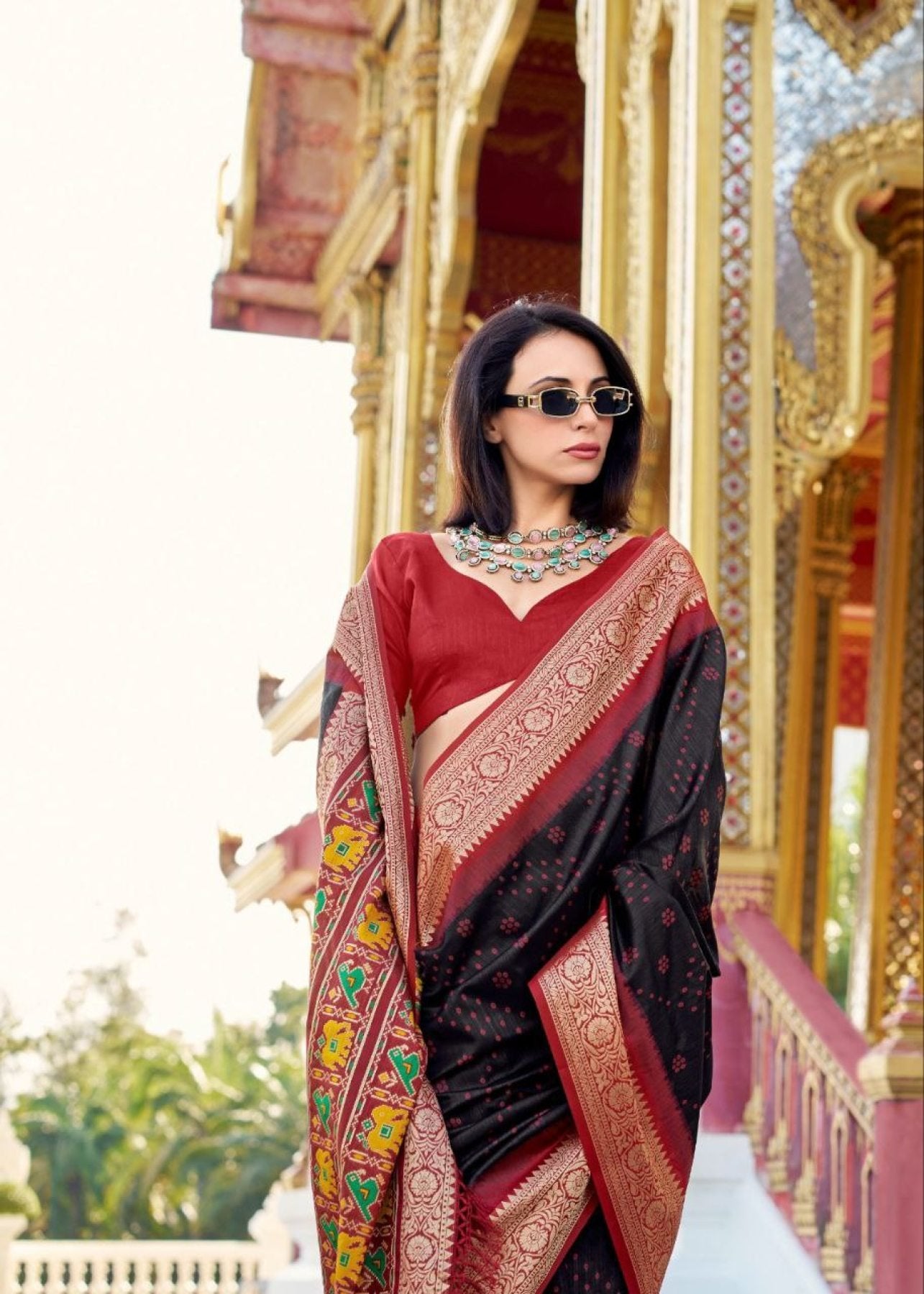 Black Patola Saree - drape and pallu detail
