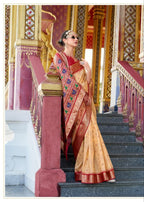 Cream Patola Saree - drape and pallu detail