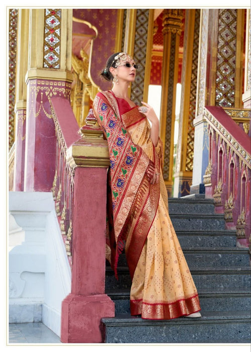 Cream Patola Saree - drape and pallu detail