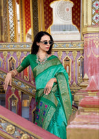 Green Patola Saree - drape and pallu detail