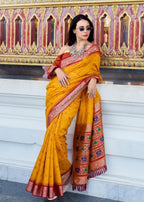 Yellow Patola Saree - side drape view